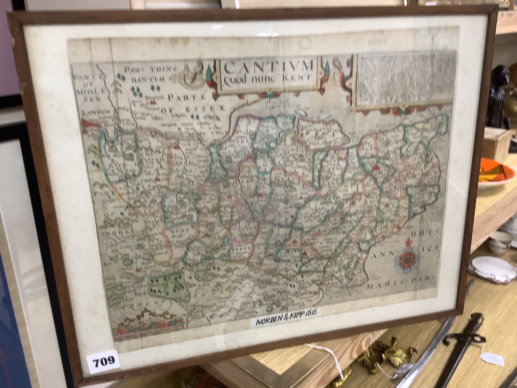 Norden & Kip, engraving, ‘Cantium Quod nunc Kent’ map, 31.5 x 39cm